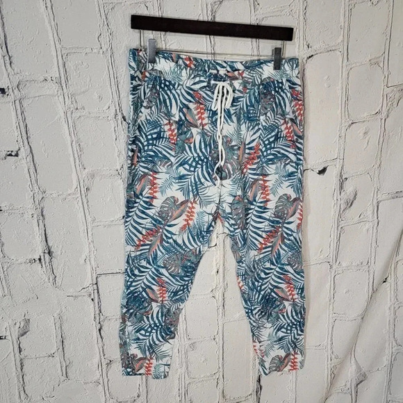 ROXY Nomad Travel Pants Pull On Stretch Elastic Casual Tropical Vacation Light M - Picture 1 of 5